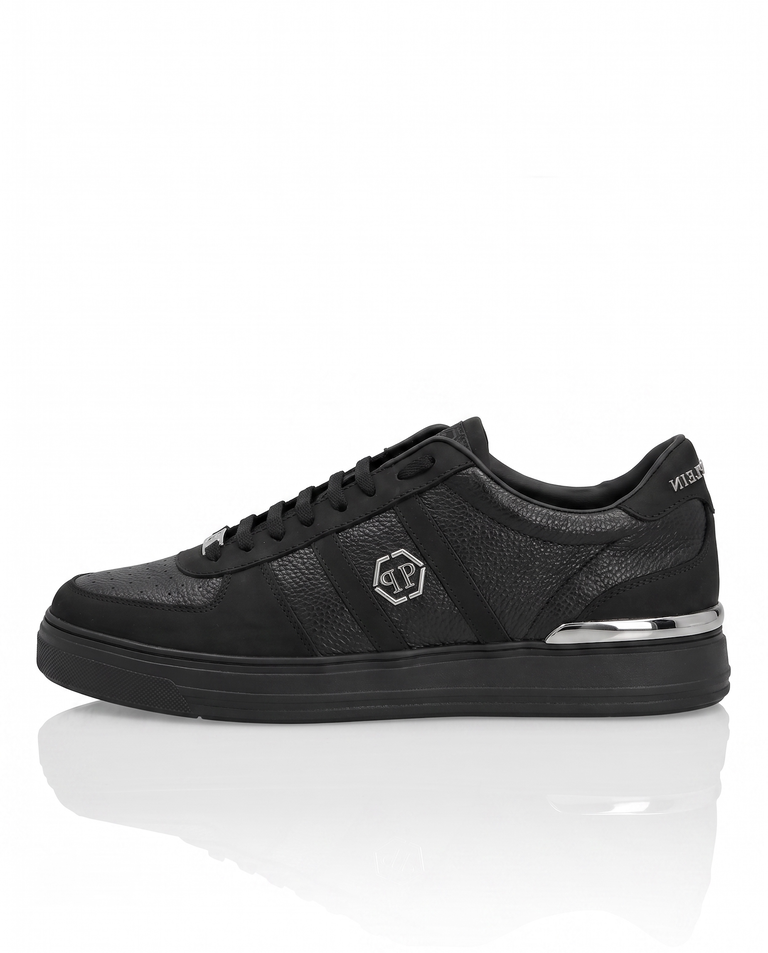 Czarne sneakersy ze skóry Low-Top - Image #3