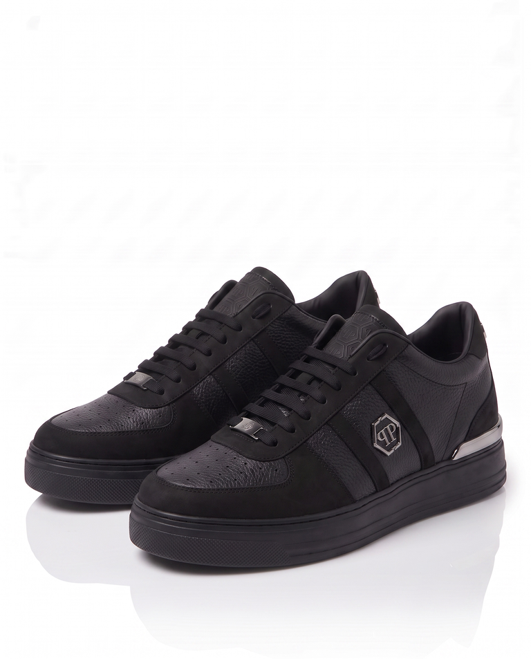 Czarne sneakersy ze skóry Low-Top - Image #4