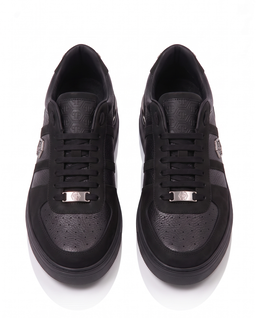 Czarne sneakersy ze skóry Low-Top - Image #5
