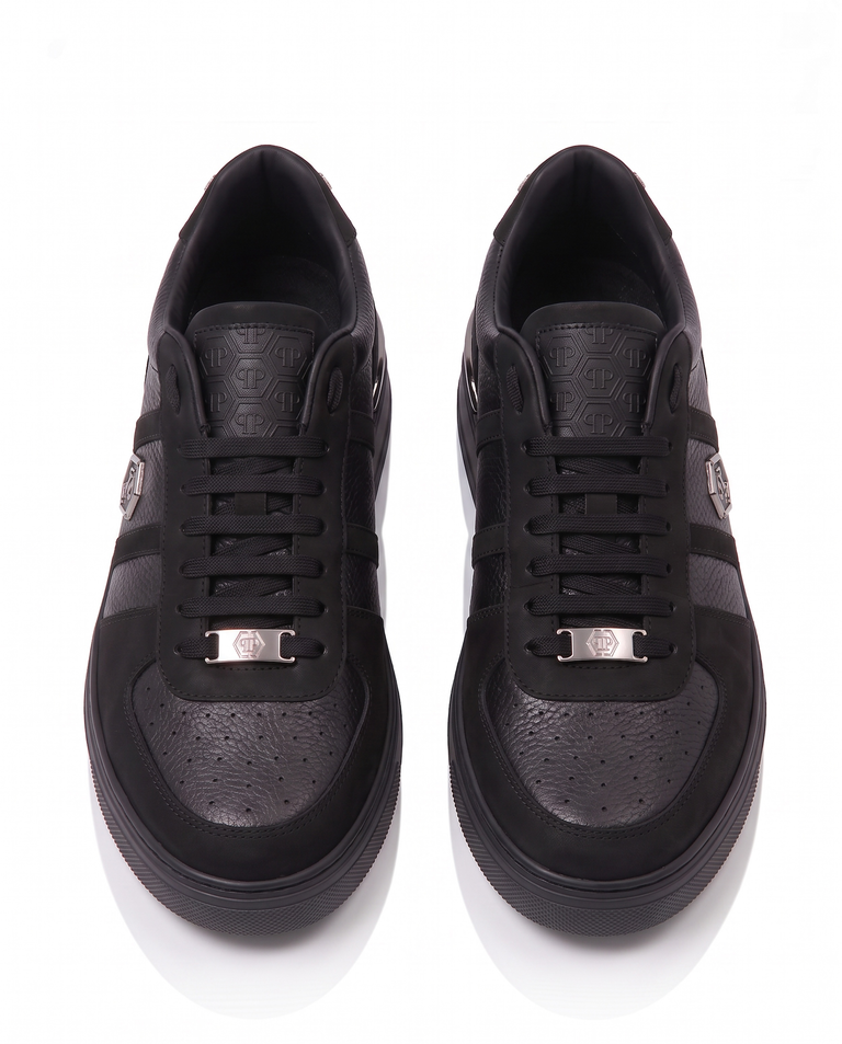 Czarne sneakersy ze skóry Low-Top - Image #5