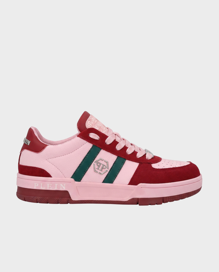 Różowe sneakersy ze skóry Low-Top