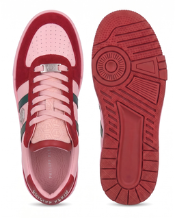 Różowe sneakersy ze skóry Low-Top - Image #5