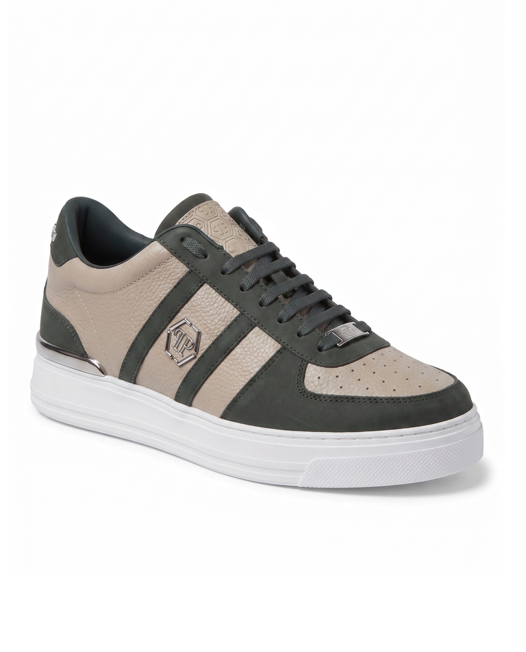 Beżowe sneakersy ze skóry Low-Top