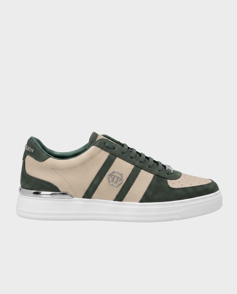 Beżowe sneakersy ze skóry Low-Top
