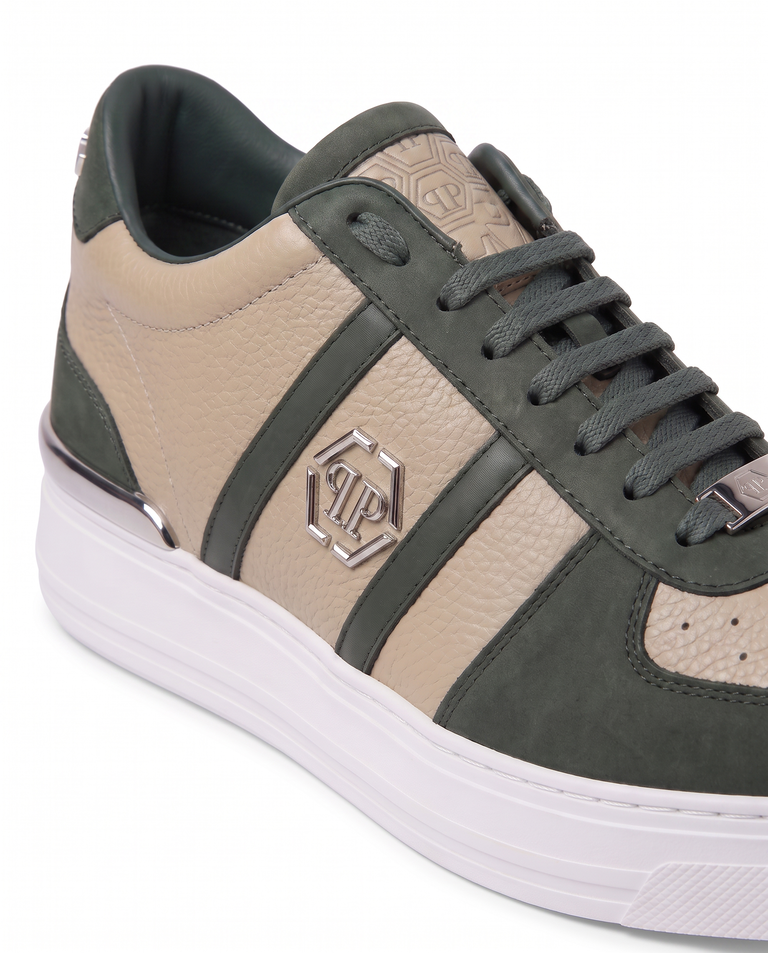 Beżowe sneakersy ze skóry Low-Top - Image #2