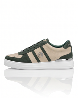 Beżowe sneakersy ze skóry Low-Top - Image #4