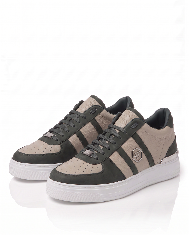 Beżowe sneakersy ze skóry Low-Top - Image #5