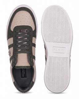 Beżowe sneakersy ze skóry Low-Top - Image #7