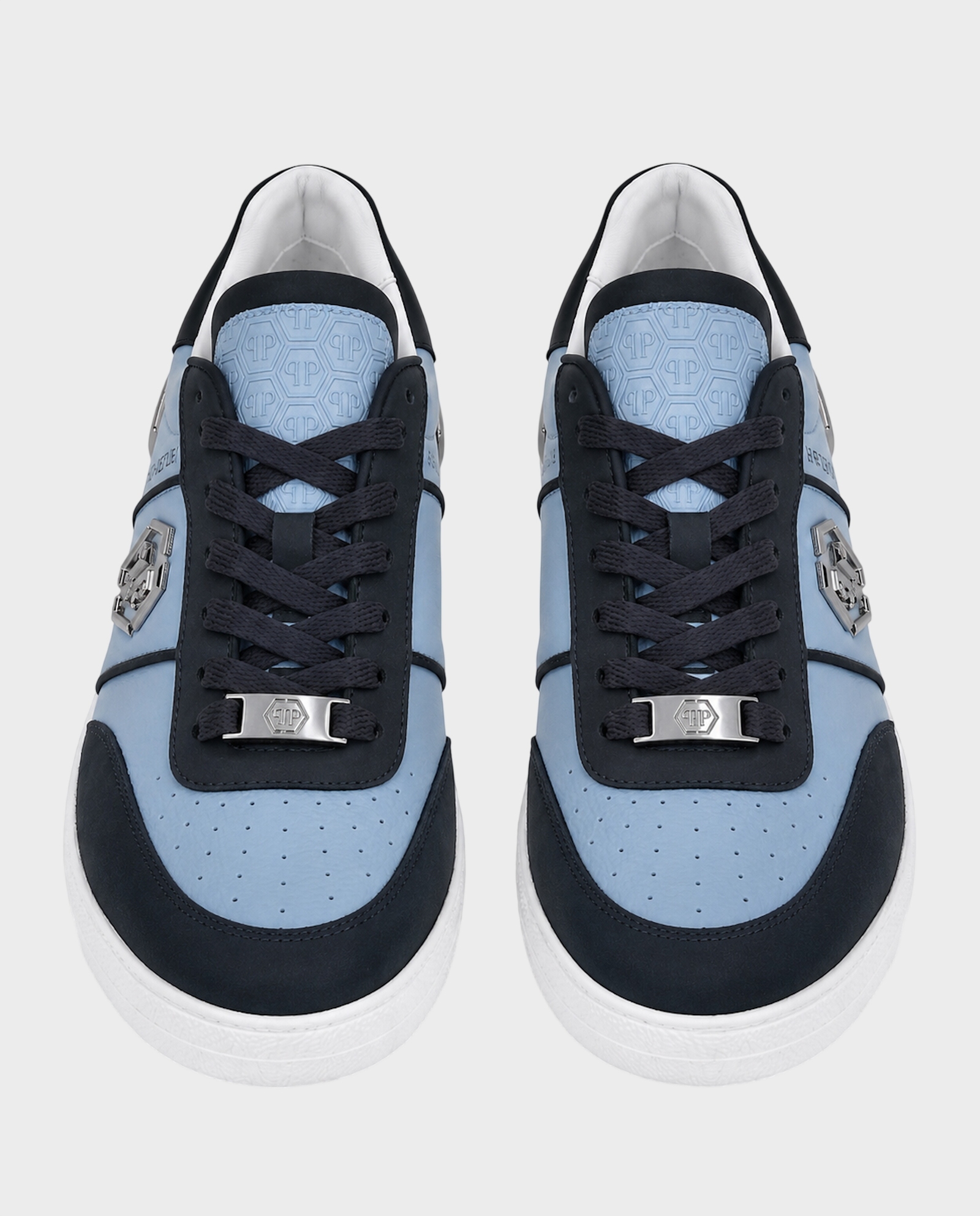 Niebieskie sneakersy ze skóry Low-Top - Image #3