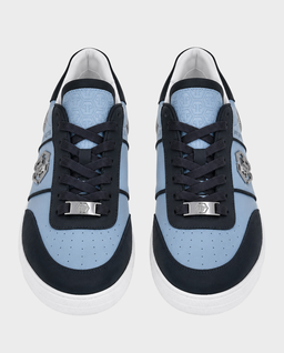Niebieskie sneakersy ze skóry Low-Top - Image #3