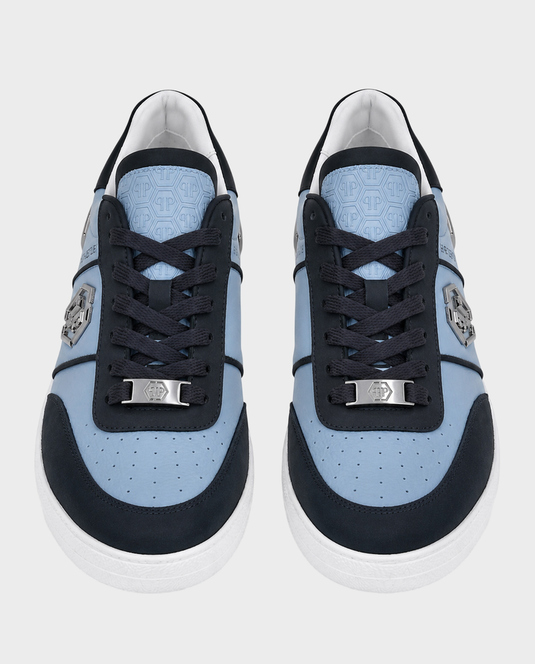 Niebieskie sneakersy ze skóry Low-Top - Image #3