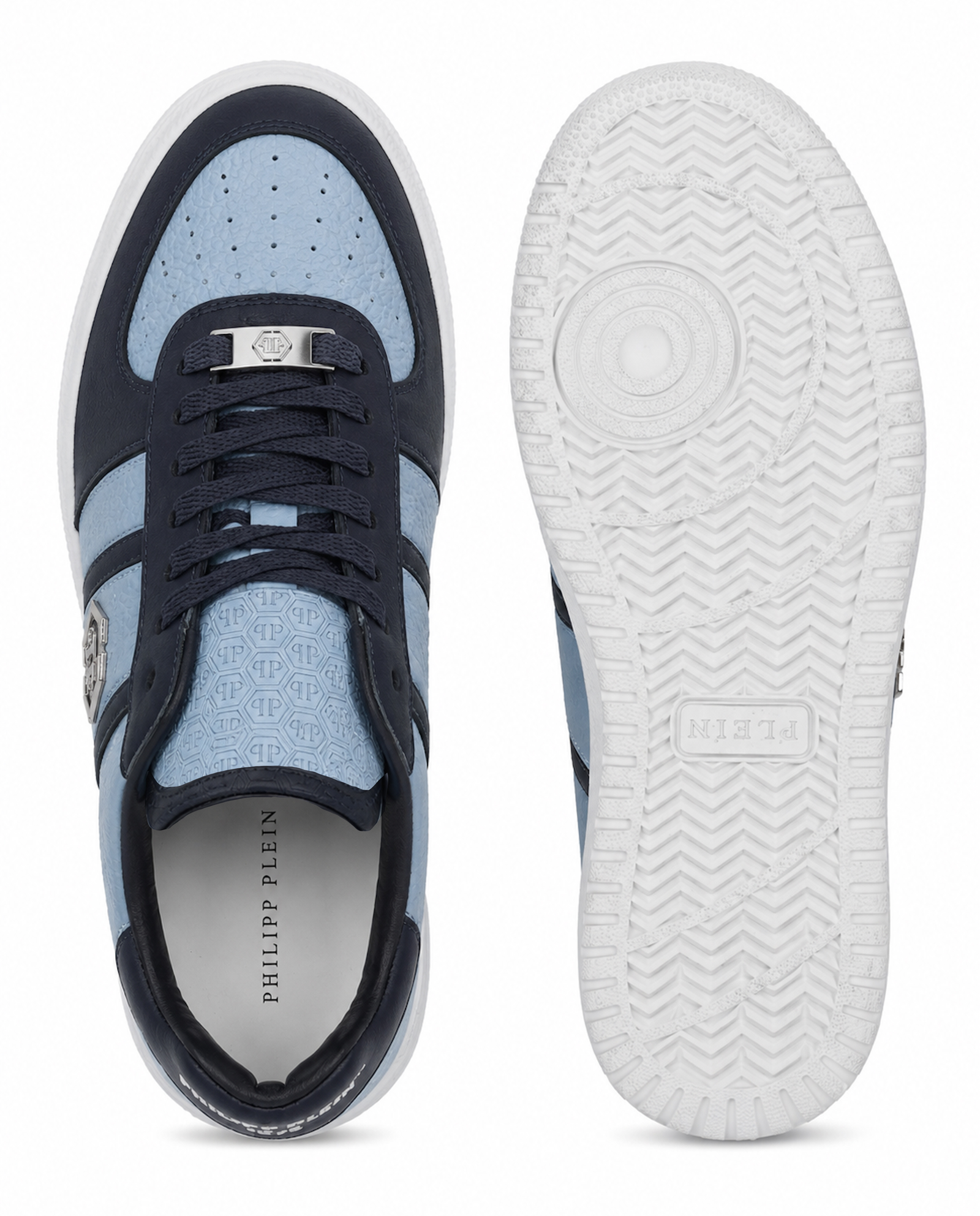 Niebieskie sneakersy ze skóry Low-Top - Image #5