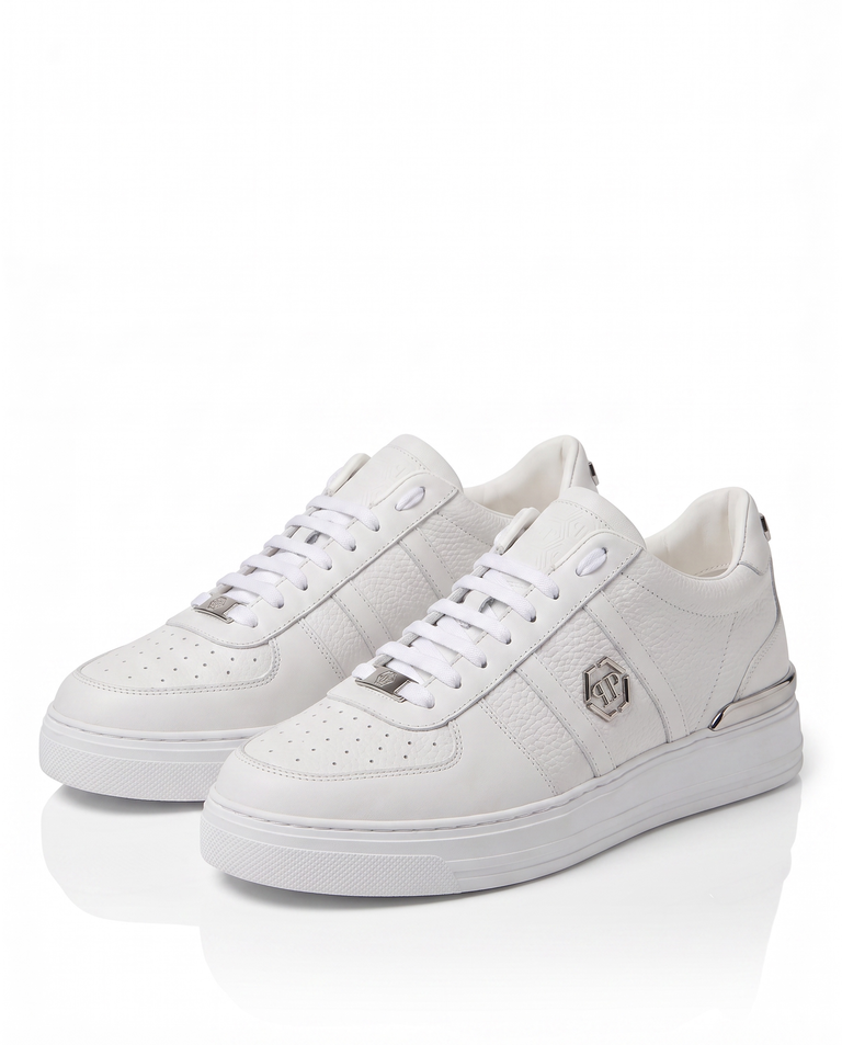 Białe sneakersy ze skóry Low-Top - Image #2