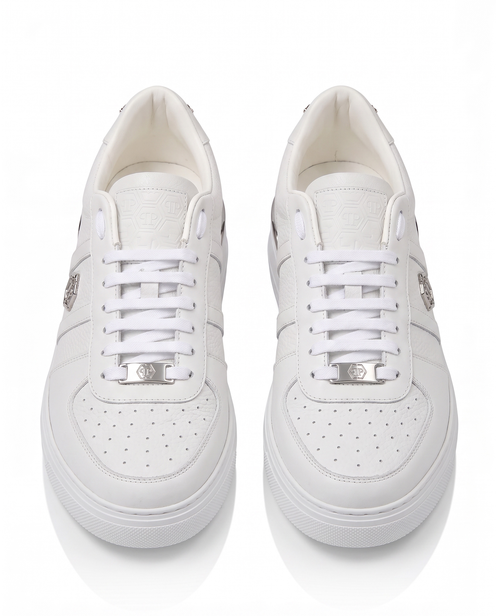 Białe sneakersy ze skóry Low-Top - Image #3