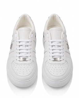 Białe sneakersy ze skóry Low-Top - Image #3