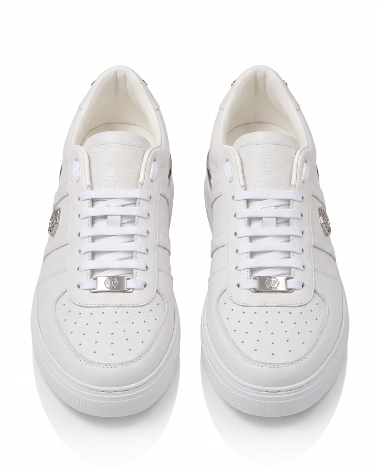 Białe sneakersy ze skóry Low-Top - Image #3