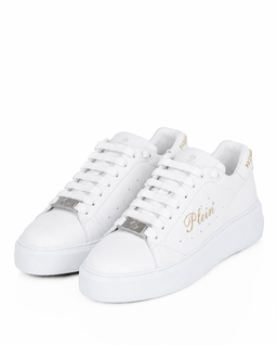 Białe sneakersy z logo Signature - Image #3