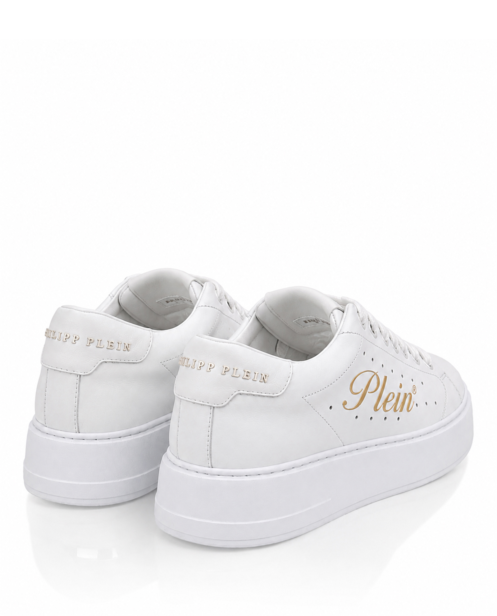Białe sneakersy z logo Signature - Image #4