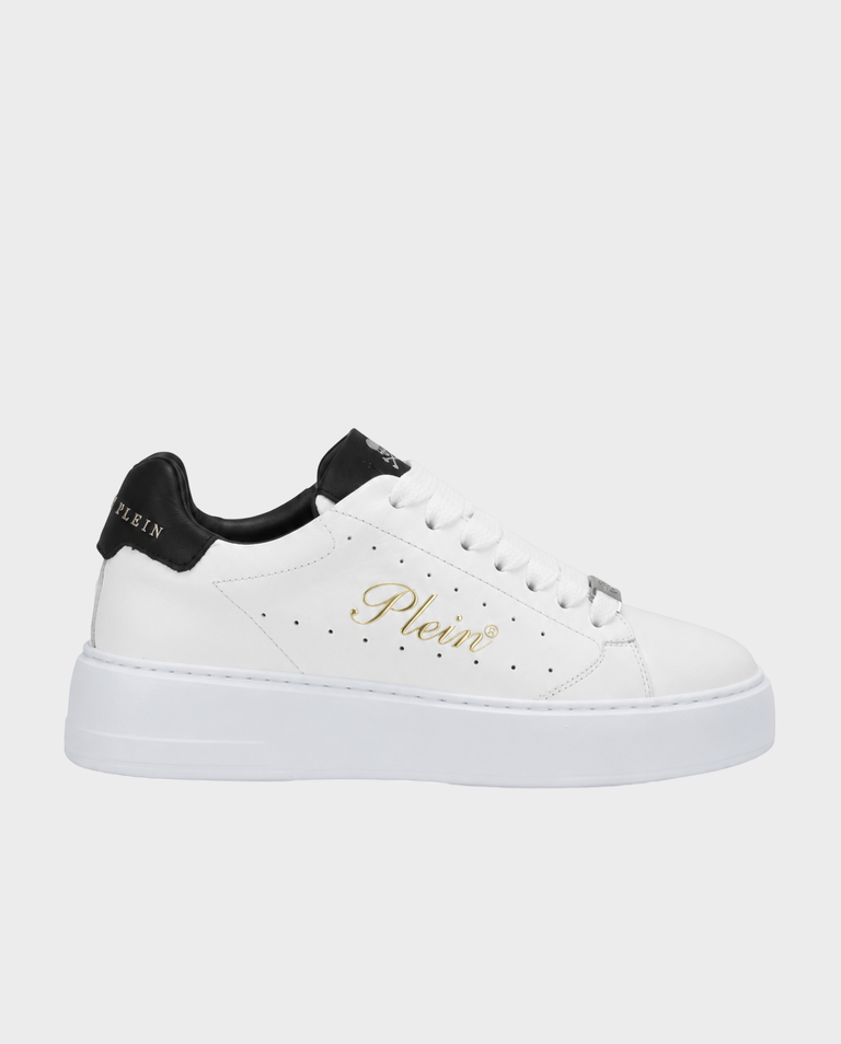 Białe sneakersy z czarnymi detalami Signature