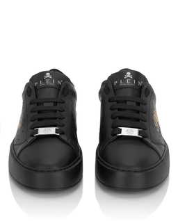 Czarne sneakersy ze złotym logo Signature - Image #6