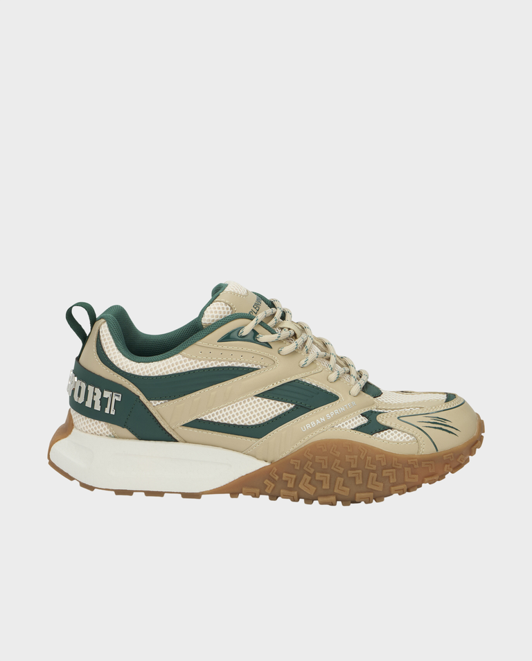 Beżowe sneakersy z zielonymi detalami Urban Sprinter