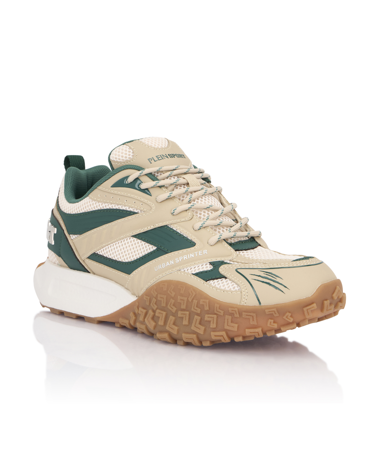 Beżowe sneakersy z zielonymi detalami Urban Sprinter