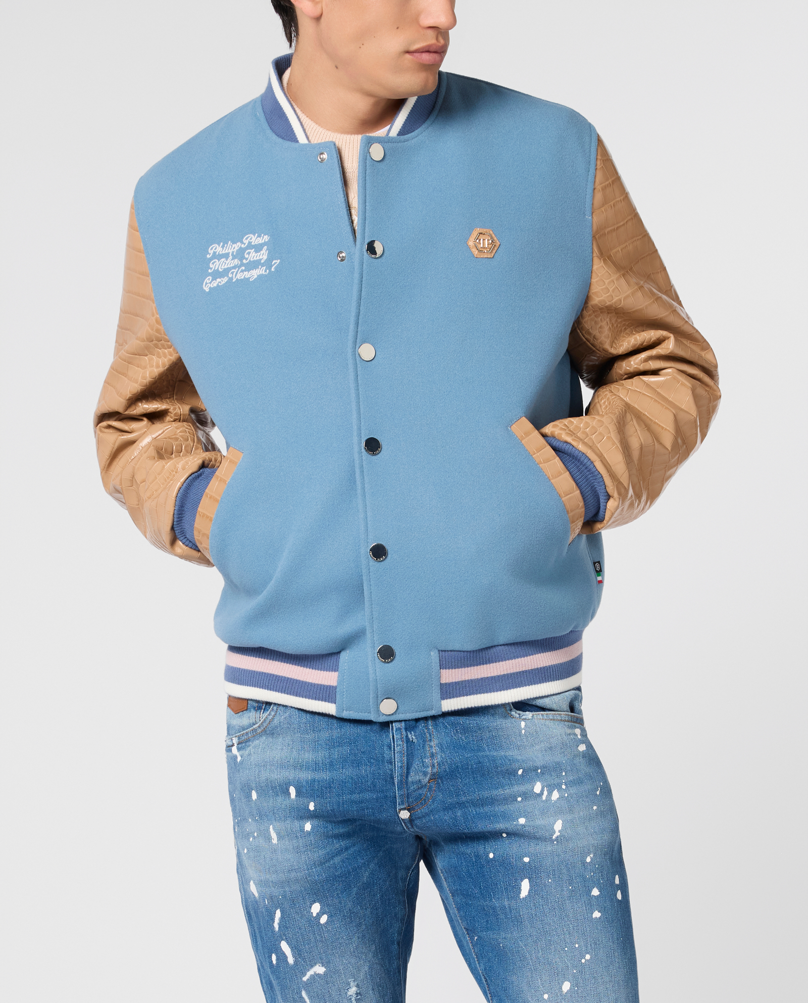 Błękitna kurtka Varsity Bomber Cocco - Image #1