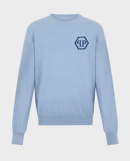 Niebieski sweter z logo - Image #0
