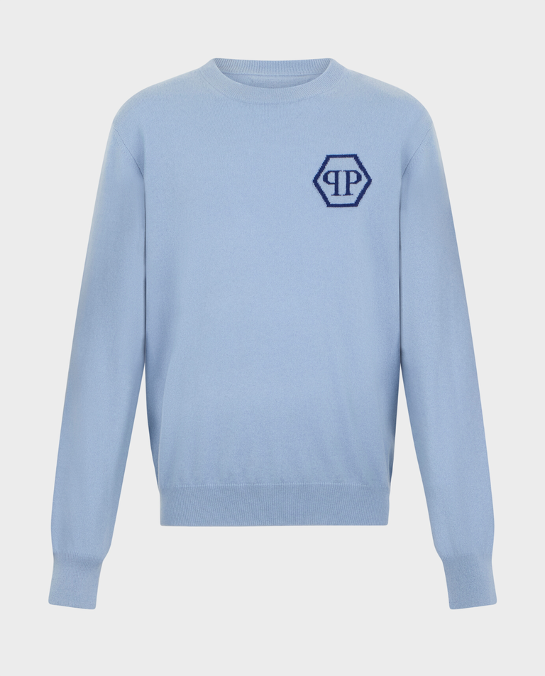 Niebieski sweter z logo