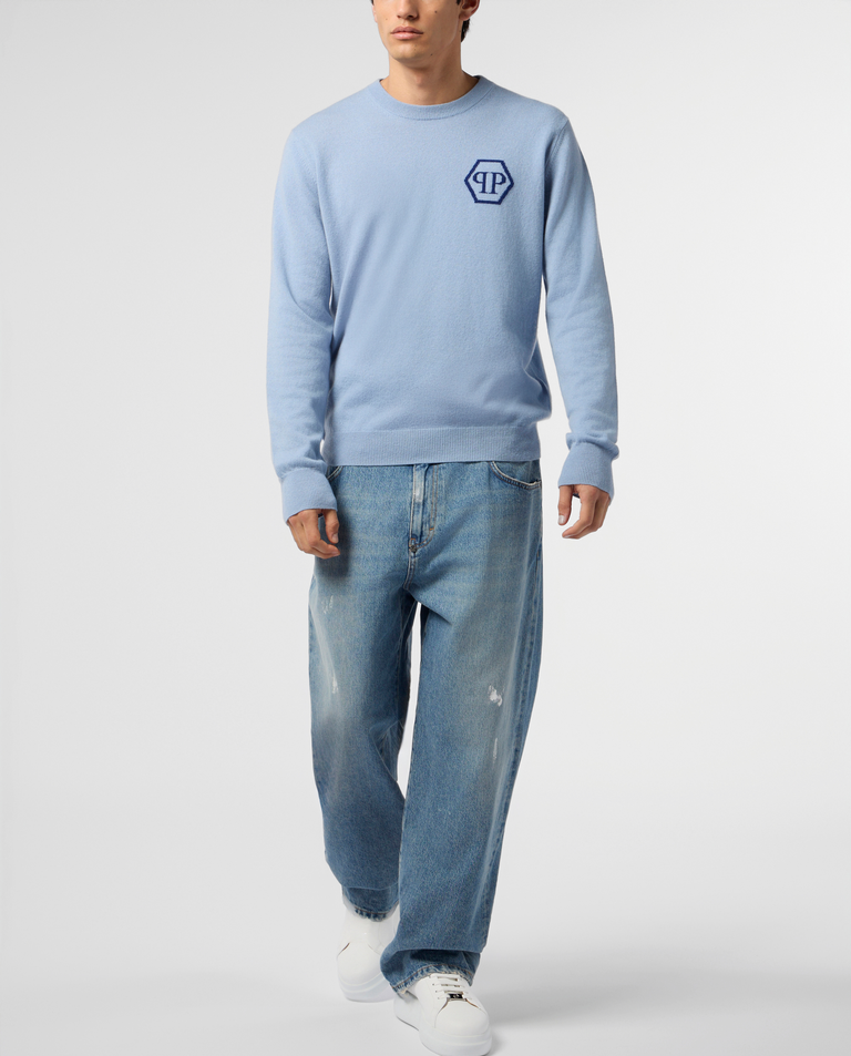 Niebieski sweter z logo - Image #3