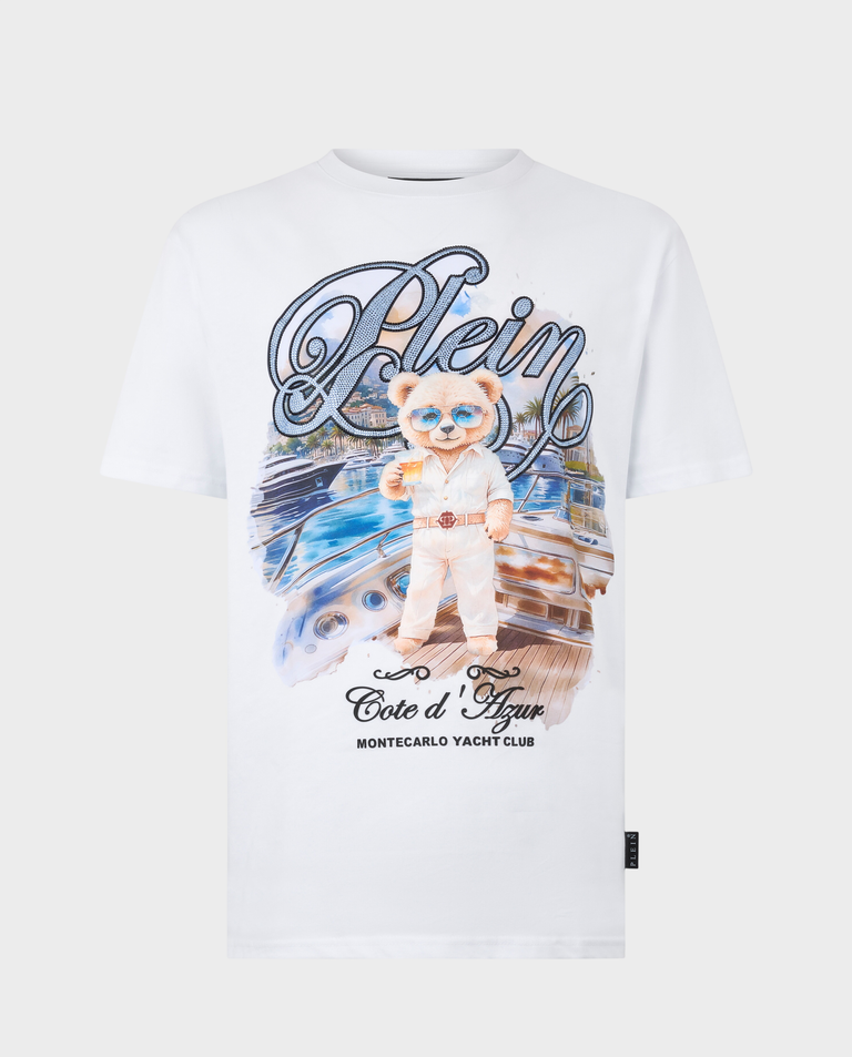 Biały t-shirt z grafiką Teddy Yachting