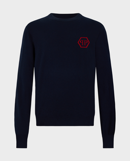 Granatowy sweter z logo - Image #0