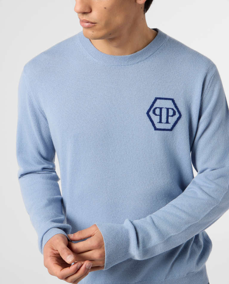 Niebieski sweter z logo - Image #4