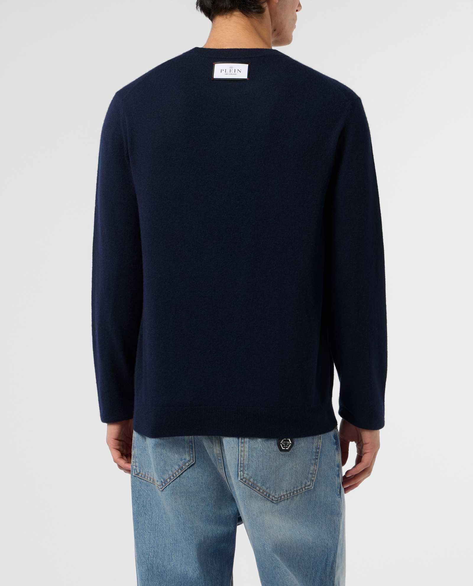 Granatowy sweter z logo - Image #2