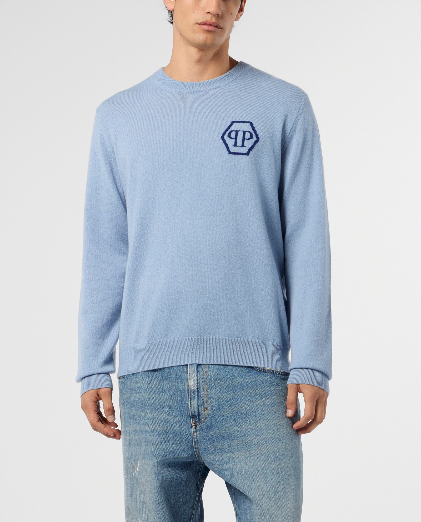 Niebieski sweter z logo - Image #1