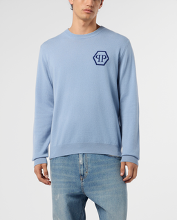 Niebieski sweter z logo - Image #1