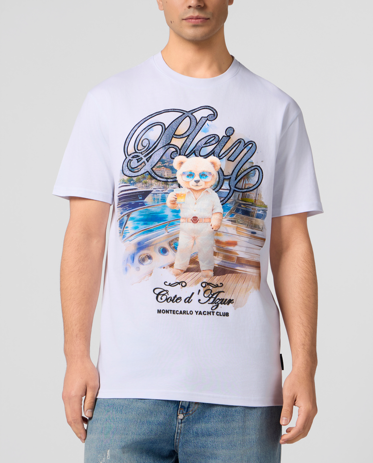 Biały t-shirt z grafiką Teddy Yachting
