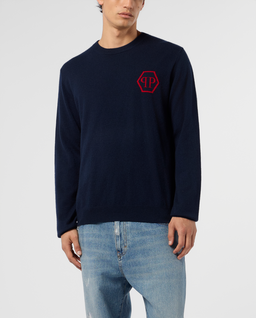 Granatowy sweter z logo - Image #1
