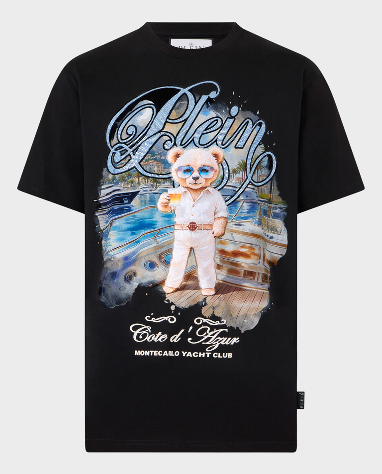 Czarny t-shirt z grafiką Teddy Yachting