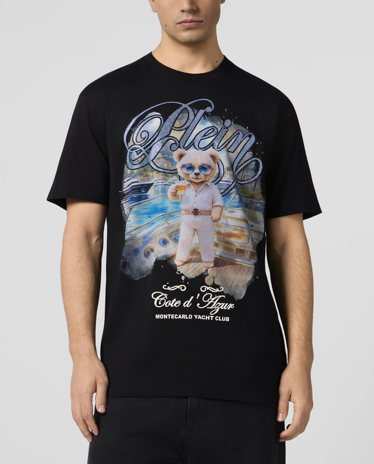 Czarny t-shirt z grafiką Teddy Yachting