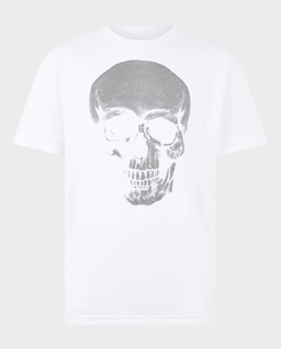 Biały t-shirt z motywem czaszki - Image #0