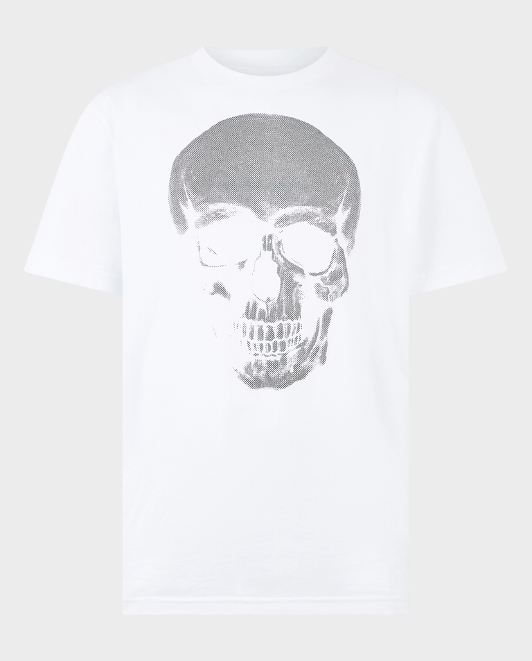 Biały t-shirt z motywem czaszki