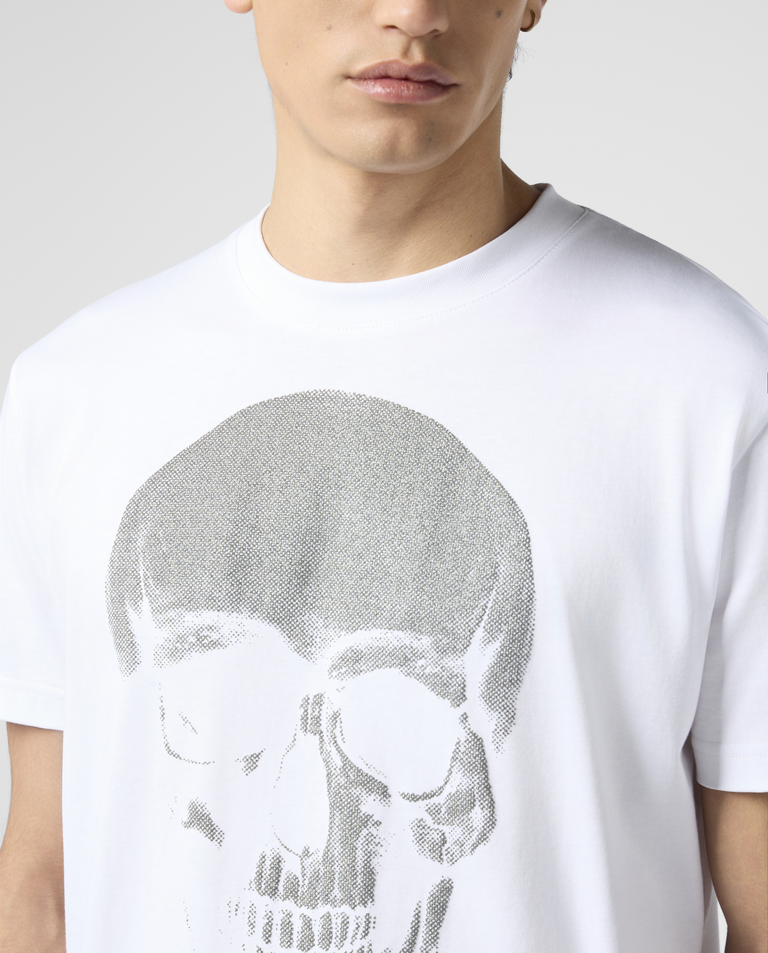 Biały t-shirt z motywem czaszki - Image #4