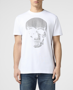 Biały t-shirt z motywem czaszki - Image #1
