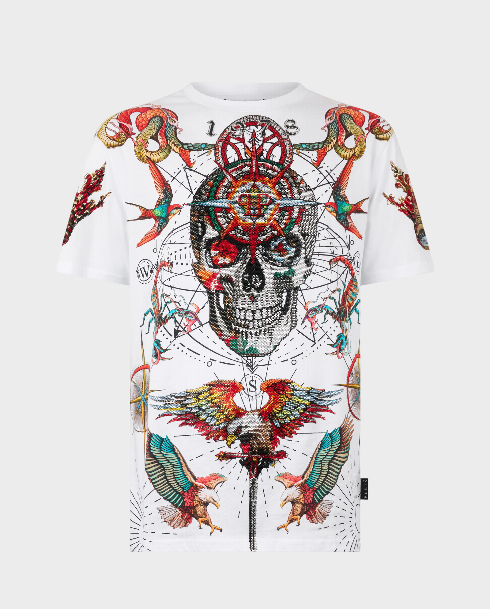 Biały t-shirt zdobiony kryształami - Image #0