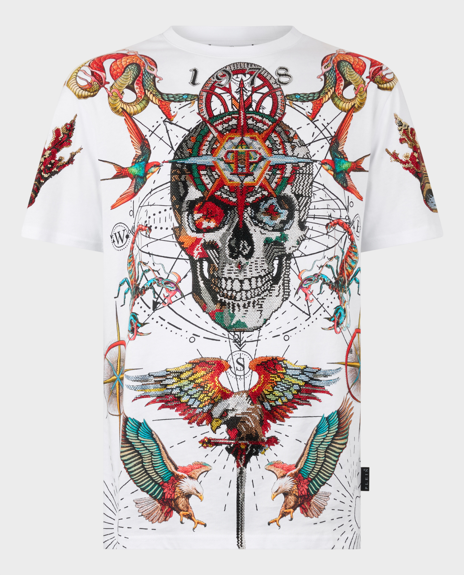 Biały t-shirt zdobiony kryształami - Image #0
