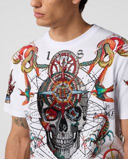 Biały t-shirt zdobiony kryształami - Image #4
