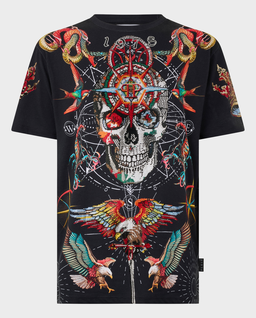 Czarny t-shirt zdobiony kryształami - Image #0