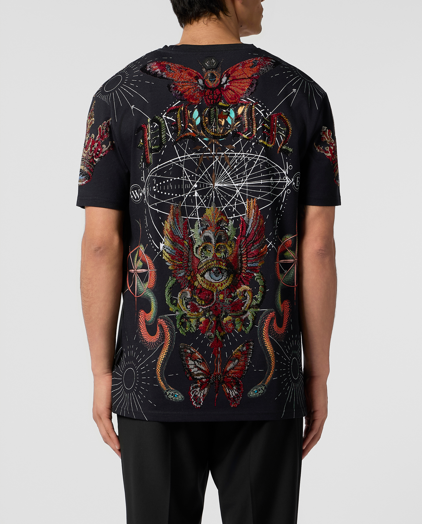 Czarny t-shirt zdobiony kryształami - Image #2