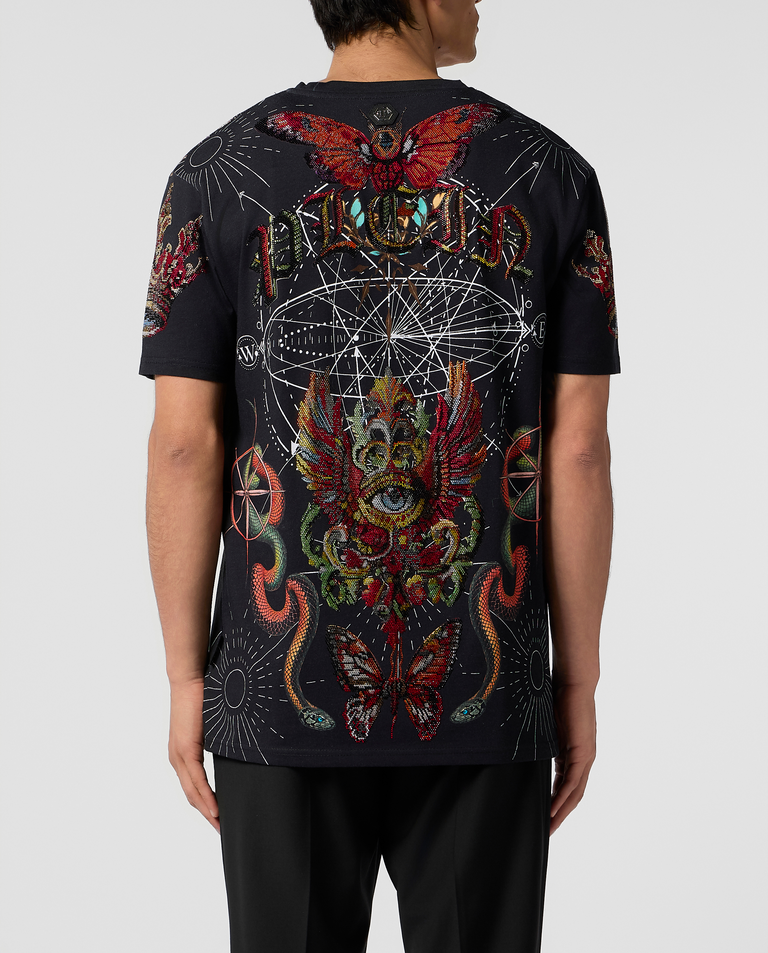 Czarny t-shirt zdobiony kryształami - Image #2